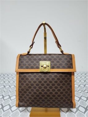 Authentic Celine Vintage Kelly Top Handle Bag Brown